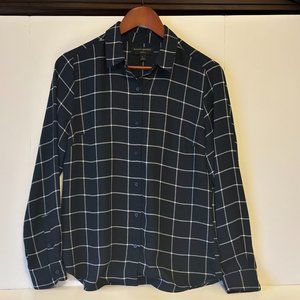 Banana Republic Blouse Navy Blue Windowpane Top Size Small